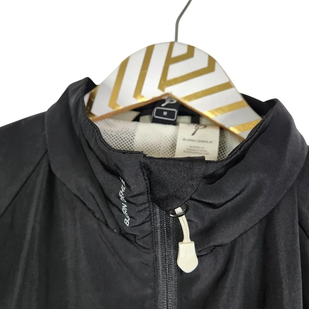 BJORN DAEHLIE Windbreaker Jacket Mens Medium Black White Zip Pockets Light Lined